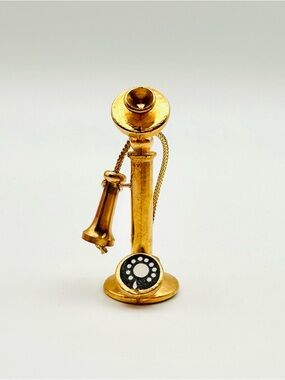 Vintage Brass Miniature Candlestick Telephone NIB
